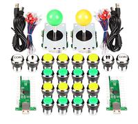 EG STARTS Arcade Kit Fai da Te USB 2 Player Joystick a 5 Pin + 19 Pulsanti cromati Illuminati Pulsante 1 e 2 Pulsanti Coin per MAME Giochi per PC Street Fighter e Raspberry pi 2 3 3B