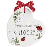 Egan Formella Collezione Pensieri & Parole. Formella in Ceramica di Colore Bianco con Scritta c'è Sempre Qualcosa di Bello Che Deve accadere. Misure: 14x14 cm. La refernza è 186009