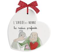 Egan Formella Collezione Pensieri & Parole. Formella in Ceramica di Colore Bianco con Scritta L'Amore dei Nonni ha Radici Profonde. Misure: 14x14 cm. La refernza è 186010