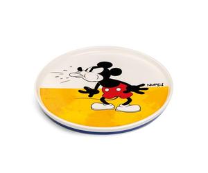 Egan Mickey Mouse - Piatto da dessert rotondo da 20 cm, in porcellana, adatto al microonde e alla lavastoviglie, collezione di stoviglie (giallo)