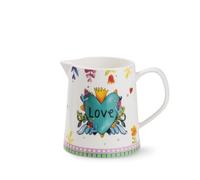 Egan Milk Jug Love - Brocca da latte in porcellana da 630 ml per caffè, tè e bevande - Brocca da cucina ElEgant e resistente, resistente al calore, lavabile in lavastoviglie, stoviglie romantiche per