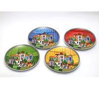 EGAN Paese Mio - Set di 4 piatti da dessert in porcellana da 19 cm, per dessert, snack e antipasti, colori misti, design italiano, lavabili in lavastoviglie e adatti al microonde