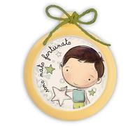 EGAN Pensieri e Parole, Mini FORMELLA Tonda_Fortunato_ da Appendere, Colore Giallo, QUADRETTO con Frase, da Muro, Idea Regalo Originale, Fortuna, Ceramica Stile Italiano …