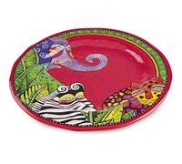 Egan Piatto Collezione Laurel Burch Jungle Song. Oggetto Realizzato in melamina di Colore Rosso e Verde e Multicolore. Dimensione: 35 cm. La referenza è MLB37JT/5S