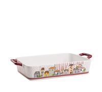 Egan Pirofile Collezione Paese Mio. Pirofile in stoneweare di Colore Rosso con Fantasia a Paesaggio. Misure: 37x22 cm. La refernza è 121023