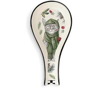 Egan Poggia mestolo Natalizio raffigurato Un Gatto. Misura 21x10 cm. Argento Sterling