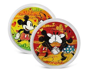 EGAN, Set 2 Piatti Pizza Verde e Rosso Mickey Love Sweet Love D.30