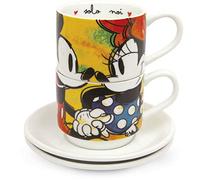 Egan Set 2 Tazze caffè Collezione Disney Mickey Mouse Love. Oggetto Realizzato in Porcellana di Colore Verde e Multicolore. Dimensione: h 5,5 cm. La referenza è PWM02I/V