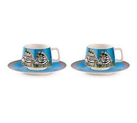 Egan Set 2 Tazze Caffè collezione Laurel Burch Jungle Song. Oggetto realizzato in porcellana di colore azzurro e multicolore. Dimensione: 4,7X8,2 cm. La referenza è PLB02J/1AZ
