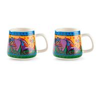 Egan Set di due Mug-Tazze in Porcellana Laurel Burch Linea Jungle Colore Giallo ml. 360