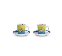 Egan Set 2 Tazze caffè con piattini Le Casette Blu