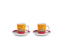 Egan Set 2 Tazze caffè con piattini Le Casette Rosso