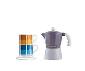 Egan Set 2 Tazze Caffè Impil. con Metalrack Pantone Linear + Moka Viola 3 tazzine