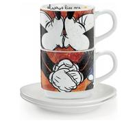 Egan PWM02I/S Set Tazze Caffe, Modello Sweet Love, Porcellana, 80 ml, Rosso, 4 Pezzi, 2 unità