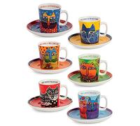 Egan Set 6 Tazze caffè Collezione Laurel Burch Fantastic Felines. Oggetto Realizzato in Porcellana Multicolore. Dimensione: h 6 cm. La referenza è PLB06/1ZX