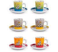 Egan Set 6 Tazze caffè con piattini Collezione Le Casette. Oggetto Realizzato in Porcellana Multicolore. Dimensione: 6 cm. La referenza è PLC06/1Z