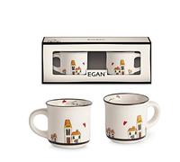 EGAN - Set da 2 Tazze in Ceramica Smaltata, Color Avorio | Adatto a Lavastoviglie e Microonde