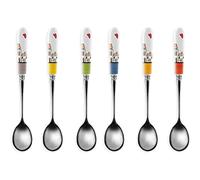 Egan Set di 6 Cucchiaini con Manici in ceramica Colorati Linea Le Casette, 15x2.3x1
