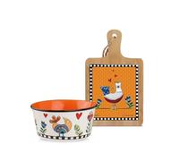 Egan Set tagliere più ciotola Bowl collezione Cocoricò colore arancione