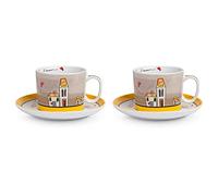 Egan Set Tazze Colazione con Piattini Le Casette Giallo