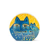Egan Vaso Collezione Laurel Burch Fantastic Felines. Oggetto Realizzato in Ceramica Smaltata di Colore Giallo e Blu. Dimensione: 25,5X7X27,5 cm. La referenza è LB21O/5G