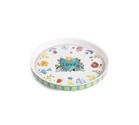 Egan Vassoio rotondo Love - Vassoio da portata in porcellana Bone China da 20 cm, per caffè, tè e snack, vassoio decorativo da cucina, resistente al calore, lavabile in lavastoviglie, stoviglie