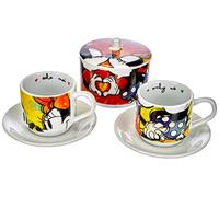 Egan WMSET/23 Set Mug Sweet Love e Tovaglietta, Porcellana, Verde, 4 Pezzi, 2 unità, 350 ml