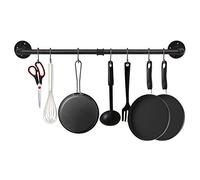 EGASON Barra portautensili industriale da 87,1 cm con 15 ganci a S per pentole e padelle in ferro rustico per appendere tubi portasciugamani da parete rimovibile utensili da cucina pentola coperchio