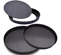 EGEN Quiche Tart Pan Tin, 24 & 22 & 20 cm, base staccabile in acciaio al carbonio, set da 3 (24 & 22 & 20 cm)