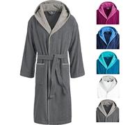 Egeria CAIRO - Accappatoio unisex con cappuccio per uomo e donna 072/055 grigio scuro/grigio chiaro. s