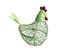 Egg Basket, 7.48x6.69x2.95 Inch Metal Storage Holder, Rustic Wire Chicken Figurine Kitchen Decor, Heavy Duty Farmhouse Style Countertop Organizer, Gift for Backyard Coop and Garden