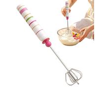 Egg Beater, Semi Automatic Cordless Handheld Whisk Mixer, Manual Kitchen Baking Gadget For Coffee Milk Drink Cream Flour Sauce Blending Whisking Beating Stirring Cooking Preparation Use