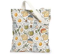 Egg Canvas Tote Bag per le donne, Rustico Casale Formaggio Olio d'Oliva Nessuno Neutro Lavabile Riutilizzabile Tutti i giorni Tote Bags Ideas Fo, neutro., 13x15 Inch