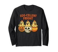 Egg-Cellent Fright Funny Halloween Chickens Design Maglia a Manica