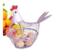 Egg Collecting Basket - 17×7.5cm Storage Rack | Rustic Decorative Metal | Hen Shaped Storage Holder Egg Collector | For Country Coop Garden Backyard Easter Fruit Vegetable Snack Collecting