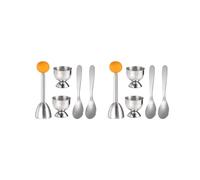 Egg Cracker Topper Set Morbido Strumento per Separare Uova Sode 4 Portauova, 4 Cucchiai di Metallo e 2 Tagliauova Morbido o Apriuova