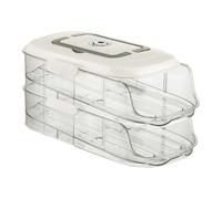 Egg Dispenser For Refrigerator - PET 12.4 Inches, Clear 2 Tier Egg Holder | Automatic Rolling Storage Container, Stackable Fridge With Lid For Kitchen Countertop Pantry Cabinet Restaurant