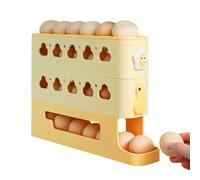 Egg Holder for Fridge, utomatic Scrolling Rack, 12x4 Inch 3-Layer Tray with Slanted Rails, Durable Organizer, Space-Saving Stand with Feed, Fridge Storage for Kitchen and Dorm,