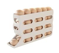 Egg Holder Fridge, 4 Layer Rolling Tray, 13.86 x 2.76 x 7.72inches, 30 Egg Capacity Dispenser, Anti Slip Storage Box, Space-Saving Design, Ideal for Kitchen, RV, Bakery, Picnic, and Farmers Market Use