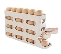 Egg Holder Fridge, 4 Layer Rolling Tray, Automatic Dispenser Design with 30 Egg Capacity, Anti-Slip Storage and Prep Box for Kitchen, Bakery, Picnic, RV, Farmers Market Use