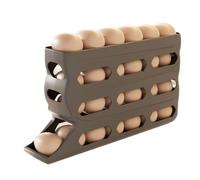 Egg Holder Fridge, 4 Layer Rolling Tray, Automatic Dispenser Design with 30 Egg Capacity, Anti-Slip Storage and Prep Box for Kitchen, Bakery, Picnic, RV, Farmers Market Use