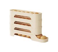 Egg Organizer - Automatic Rolling Storage | Easy-access Rolling Egg Holder With Non-slip Base; Ventilated Fridge Door Storage Rack For Kitchen Organization, Baking Supplies, And Home Refrigerator Use