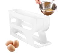 Egg Organizer For Refrigerator | 3 Tiers Automatic Rolling Fridge Egg Organizer - 28x7x13.5cm Compact Food Holder For Storage Baking Cooking Kitchen Countertop Lunch Prep Meal Prep