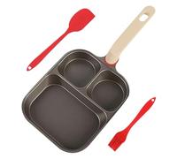 Egg Pans Nonstick - 3-Cup Pancake Pan With Scraper And Oil Brush | Ergonomic Handle Egg Skillets For Morning Meal Preparation Chef Kitchen Cooking Sandwich Omelette Pancake Making And Others