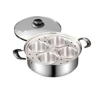 Egg Poacher, Steamed Egg Pan, Non-Stick 4-Cup Stainless Steel Multi-Purpose Steamer Pot with Lid for Induction Cooker, Breakfast Home Cooking Meal Prep, 850g