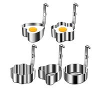 Egg Ring Set, 5-Piece Stainless Steel Crumpet and Pancake Molds with Handles, Nonstick Breakfast Cooking Gadgets for Omelette, Burger Patties, English Muffins, Flapjacks, Crumpets