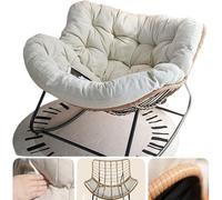 Egg Rocking Chair for Patio and Indoor Use White Rattan Weave Chair with Thick Cushion Perfect for Bedroom Living Room Porch and Garden Comfortable and Skin Friendly Design