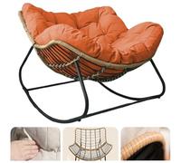 Egg Rocking Chair with Thick Cushion for Bedroom Living Room Porch Garden Skin Friendly Rattan Weave Outdoor Rocking Chair (Orange Large)