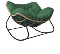 Egg Rocking Chair with Thick Cushion for Patio Bedroom Living Room Porch or Garden Outdoor Rattan Weave Chair in Green Large Size