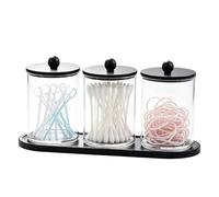 Egg-Shaped Cotton Swab Holder - 3-Pack Bathroom Organizer | Dispenser with | Cute Farmhouse Design, Clear Acrylic Lid, Dustproof Storage, Easy One-Hand Access, Non-Slip Base, Compact Countertop Fit, for
